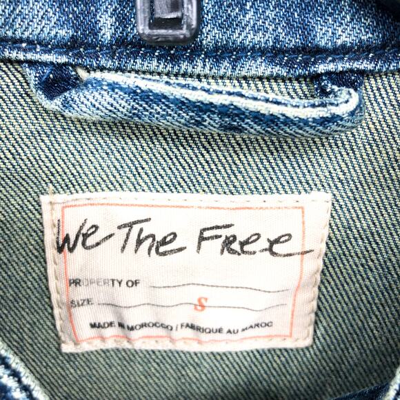 FREE PEOPLE x WE THE FREE Fast Lane Denim Moto Jacket Small Alchemy Blue NWT - Picture 11 of 13